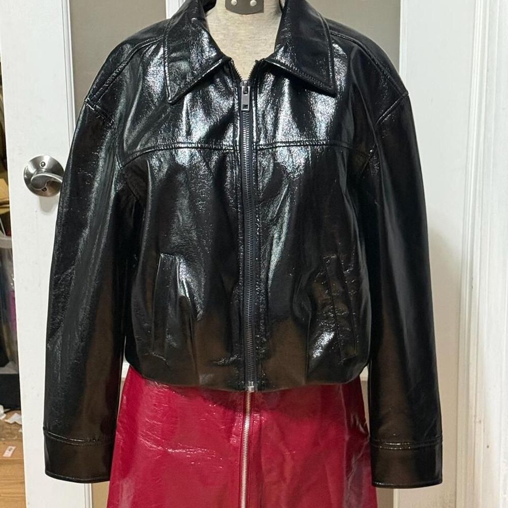 SCOOP Women's Black Pleather Jacket